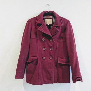 Liz Claiborne Maroon Pea Coat